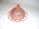 Early American Pattern Glass Vintage Pink Butter dish