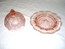 Early American Pattern Glass Vintage Pink Butter dish