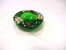Forest Green Vintage Bowl with Hand painted Flowers