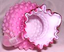 Fenton Art Glass-Hobnail- Overylay ( White Cased)-Wild Rose 12 ounce-5.5 inch Syrup Jug