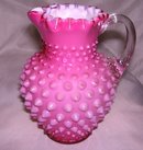 Fenton Art Glass-Hobnail- Overylay ( White Cased)-Wild Rose 12 ounce-5.5 inch Syrup Jug