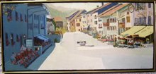 Sunday Matins '' Reba Bruce'', Vacant Cityscape,17.50 in by 40 inch Oil on Canvas