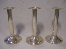 A vintage Trio set of Silver Deposit on Nickle Silver Candle Holders