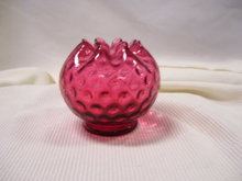 Fenton Art Glass-Cranberry '' Dot optic '' 3.5 inch Rose Bowl