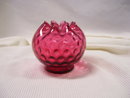 Fenton Art Glass-Cranberry '' Dot optic '' 3.5 inch Rose Bowl