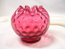 Fenton Art Glass-Cranberry '' Dot optic '' 3.5 inch Rose Bowl