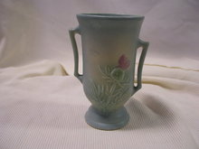 A '' Matte Blue 6.75 inch Vase, # 54 by Hull Pottery USA