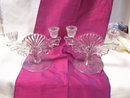A vintage Pair Early American Pattern Glass Candle Holders