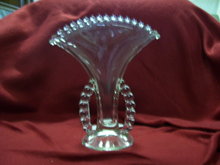 A vintage Imperial Candlewick two handled Beaded Fan Vase
