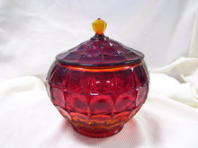 A large Vintage Amberia Stretched thumb imprint Cookie Jar