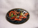 Russian Miniture Art Broach Black Lacquer Paper