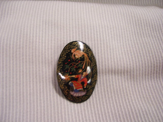 Russian Miniature Art Signed Broach