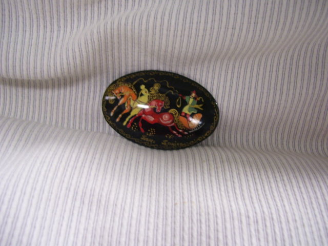 Russian Vintage Signed Miniature Art Broach