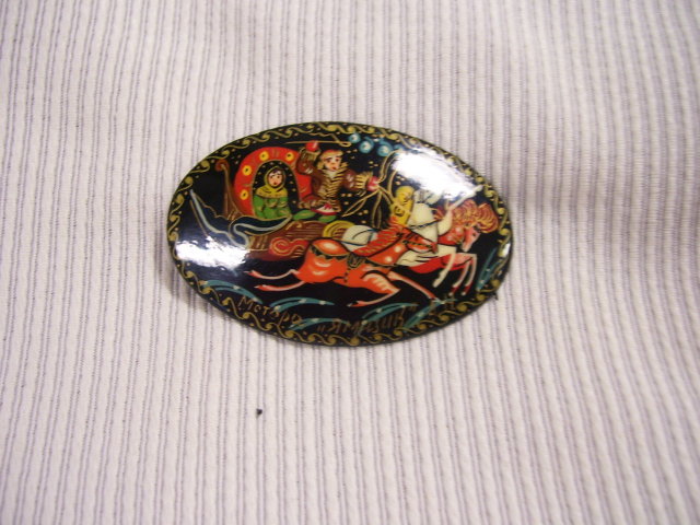 Russian Artist Signed Miniature Art Broach