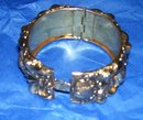 Vintage Signed-Whiting & Davis- Gold Plated-Mesh Art Nouveau Locking Cuff Bracelet