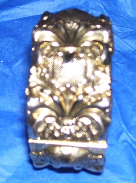 Vintage Signed-Whiting & Davis- Gold Plated-Mesh Art Nouveau Locking Cuff Bracelet