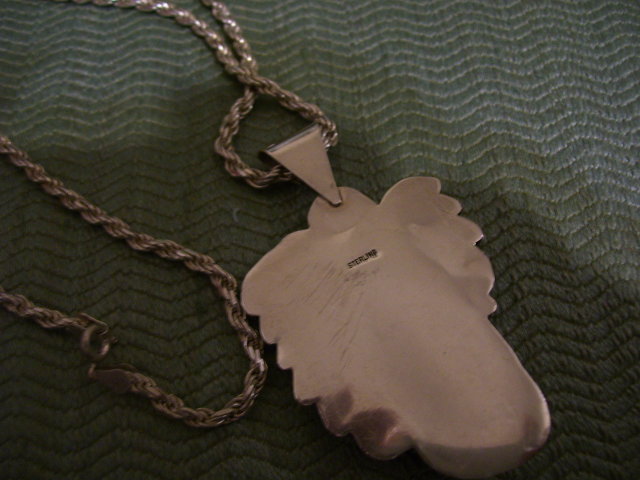 Turquoise Sterling Leaf Pendant /Sterling Silver Necklass
