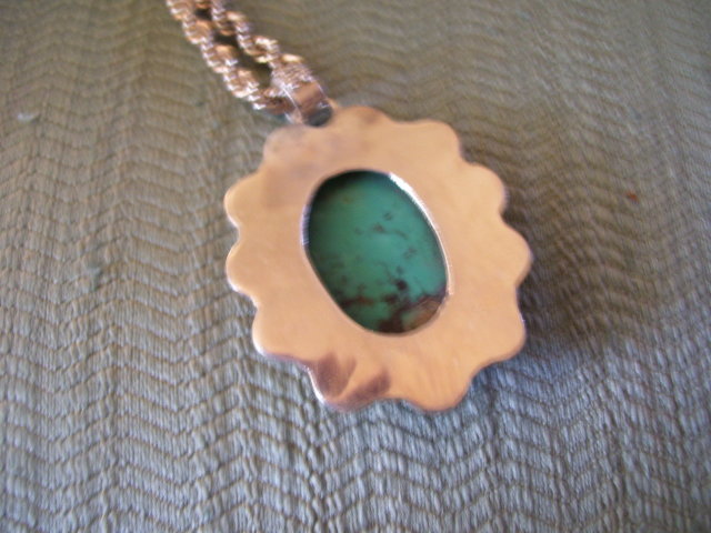 Turquoise Sterling Pendant and rope chain
