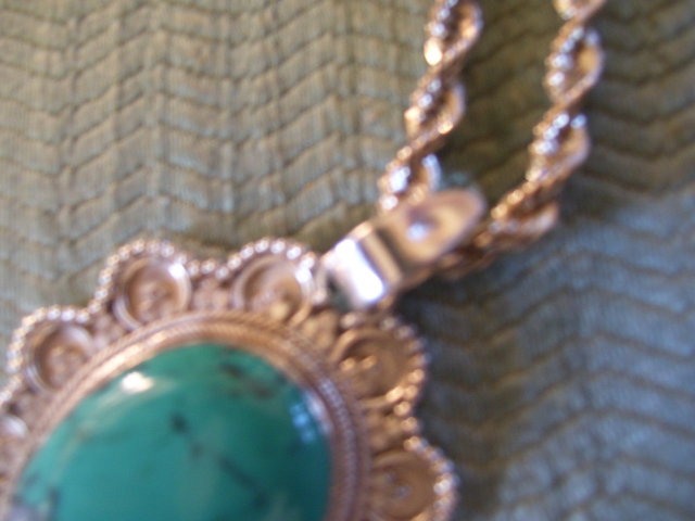 Turquoise Sterling Pendant and rope chain
