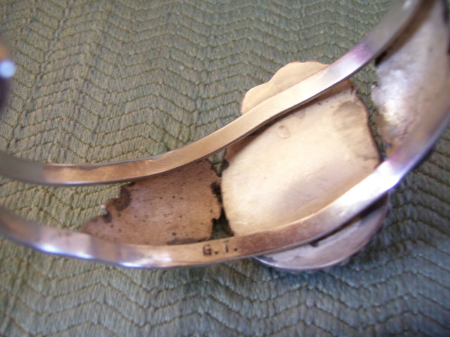 BisbeeTuquoise Cuff Bracelet -Silver -Leaf Design