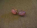 Opal Earrings-Vintage Screw Back-Firey Pink and Blue
