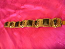 Black Obsidian Bracelet/ Silver-(8) Large Carved Vintage Stones