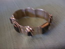 Black Obsidian Bracelet/ Silver-(8) Large Carved Vintage Stones