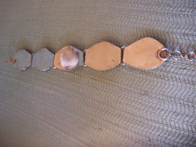 Bone/wood on Silver Decorative Carved Bracelet