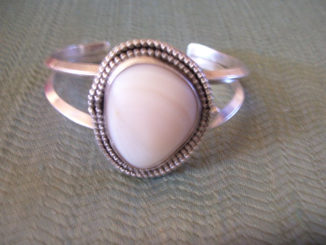 Ivory/Bone Chanel Set Silver Cuff Bracelet