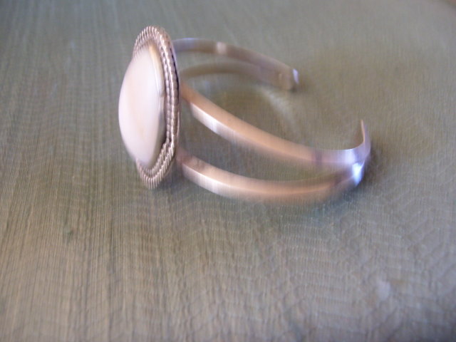 Ivory/Bone Chanel Set Silver Cuff Bracelet