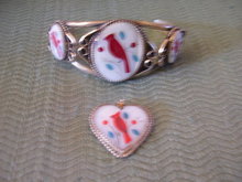 Hopi Indian Mother of Pearl Matching Cuff Bracelet and Pendant
