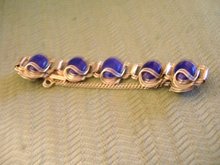 Lapis Lazuli (7) Large Dark Blue Stones Chanel Set Bracelet Set in Silver