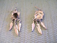 Black Onyx Earings-Leaf Design