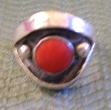 Men's Pink Coral Ring /8.00 Grams Silver