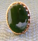 Ladys Green Jade Ring Chanel Set in Sterling Silver