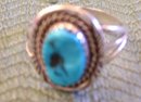 Blue Turquoise Ring Chanel Set in Sterling Silver