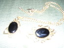 Whiting & Davis- Black Onyx Necklace & Matching Broach
