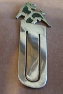 Sterling Silver-Paper Clip Holder Gemstone Inlaid Baby Deer