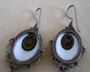 Hand Painted Porcelain Broach and Matching Earrings