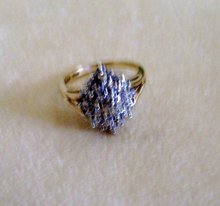 Diamond Ring-10 K Gold Plumb--5/8'' x 1/2 '' Diamond Cluster