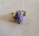 Diamond Ring-10 K Gold Plumb--5/8'' x 1/2 '' Diamond Cluster