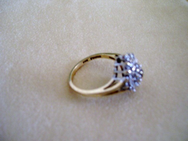 Diamond Ring-10 K Gold Plumb--5/8'' x 1/2 '' Diamond Cluster