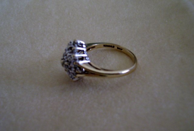 Diamond Ring-10 K Gold Plumb--5/8'' x 1/2 '' Diamond Cluster