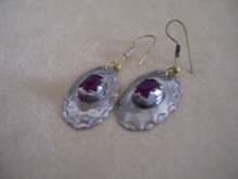 Vintage Ruby Earrings/ Set in Sterling Silver