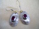 Vintage Ruby Earrings/ Set in Sterling Silver