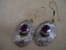 Vintage Ruby Earrings/ Set in Sterling Silver