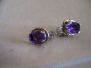 Vintage Amethyst Earrings/ Set in Sterling Silver