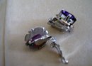 Vintage Amethyst Earrings/ Set in Sterling Silver