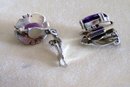 Vintage Amethyst Earrings/ Set in Sterling Silver