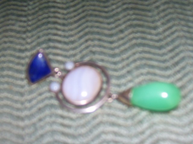 Large Jade and Sterling Silver Pendant